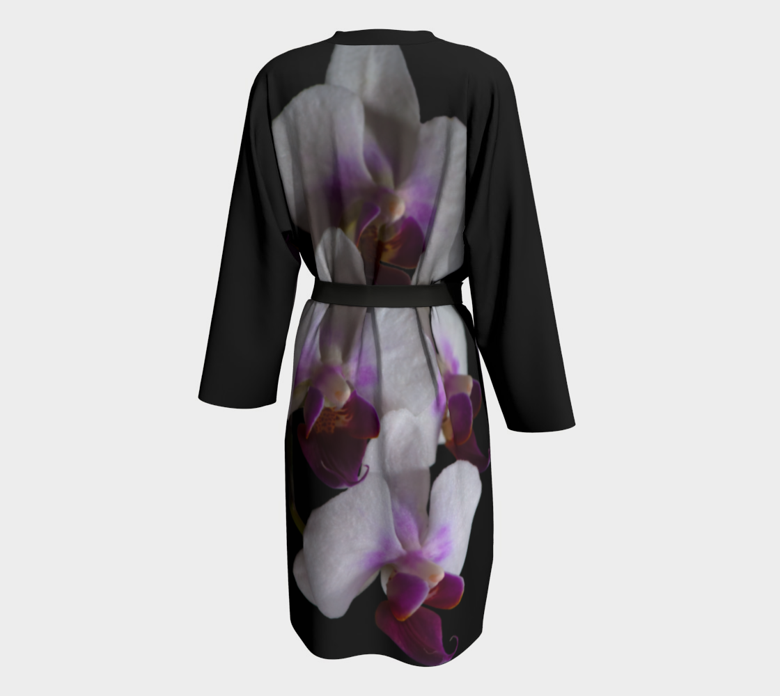 Silken Bloom: Black Orchid Kimono