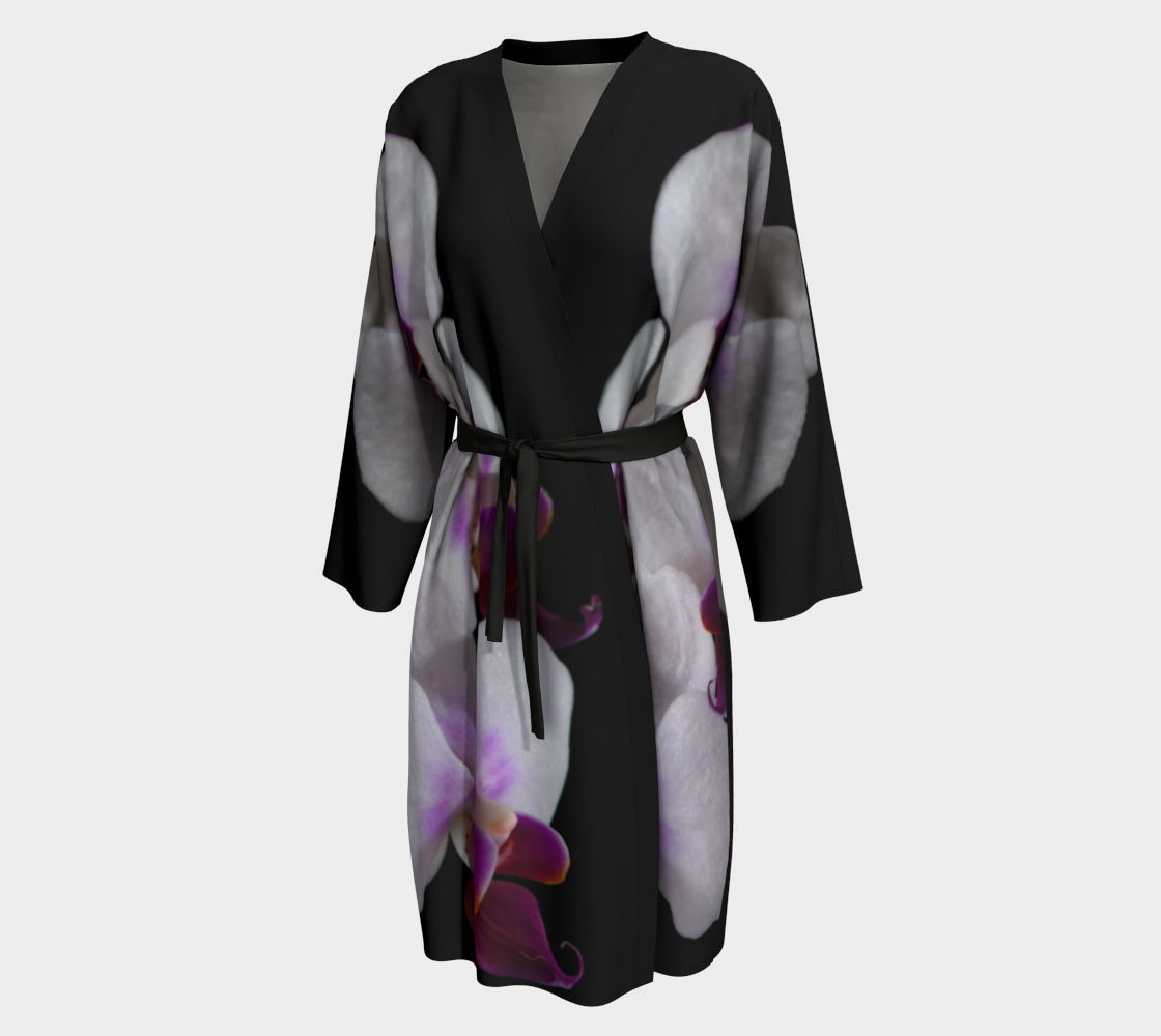 Silken Bloom: Black Orchid Kimono